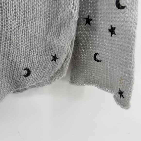 Wooden Ships Moon Stars Sweater VNeck Witchy Whimsigoth Goth Pullover Small/Med - Picture 6 of 11
